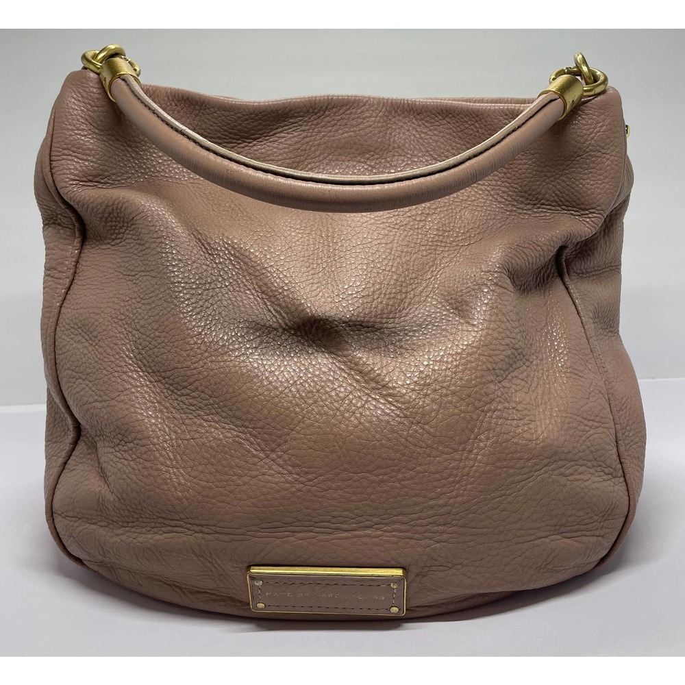 Marc by Marc Jacobs Hobo Shoulder Bag Pebbled Light Pink Tan Leather Purse
